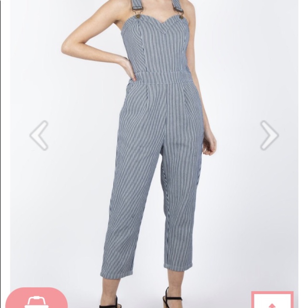 Voodoo Vixen Railroad Stripe Overalls XXL